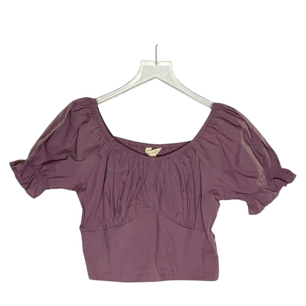 Sim & Sam M Womens Dusty Purple Crop Top Milkmaid Empire Waist 90s